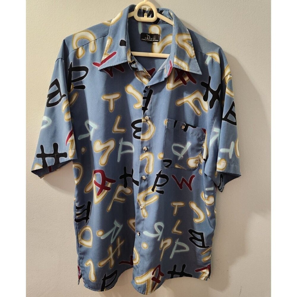 Danelli Casual Shirt Size Large Letter Pattern Made In Canada